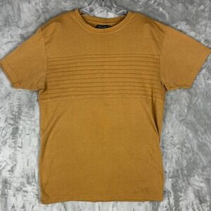 Victorious Los Angeles Mens Mustard Yellow Pintuck Textured T-Shirt‎ Medium